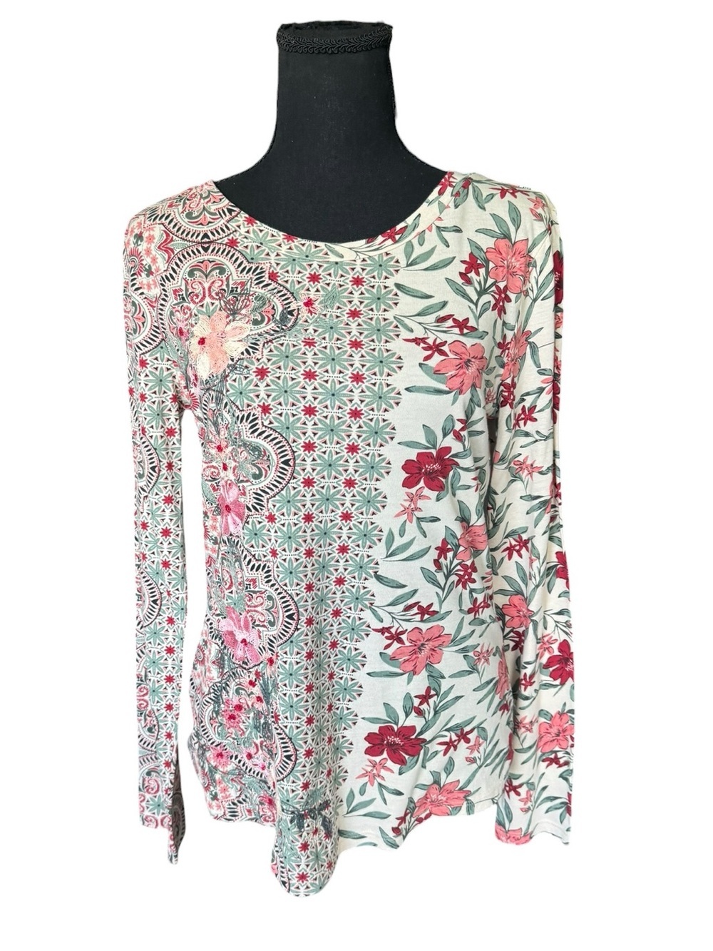 Sundance Floral Embroidered Boho Top Small Cottagecore Romantic Festival C23